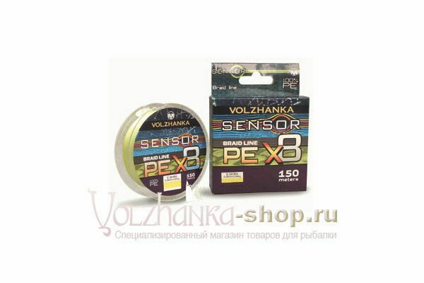წნული შნური „Sensor X8“, 150 მ / 0.09 მმ, 3.64 კგ (#0.3-8Lb), ფერი: ფლუო-ყვითელი