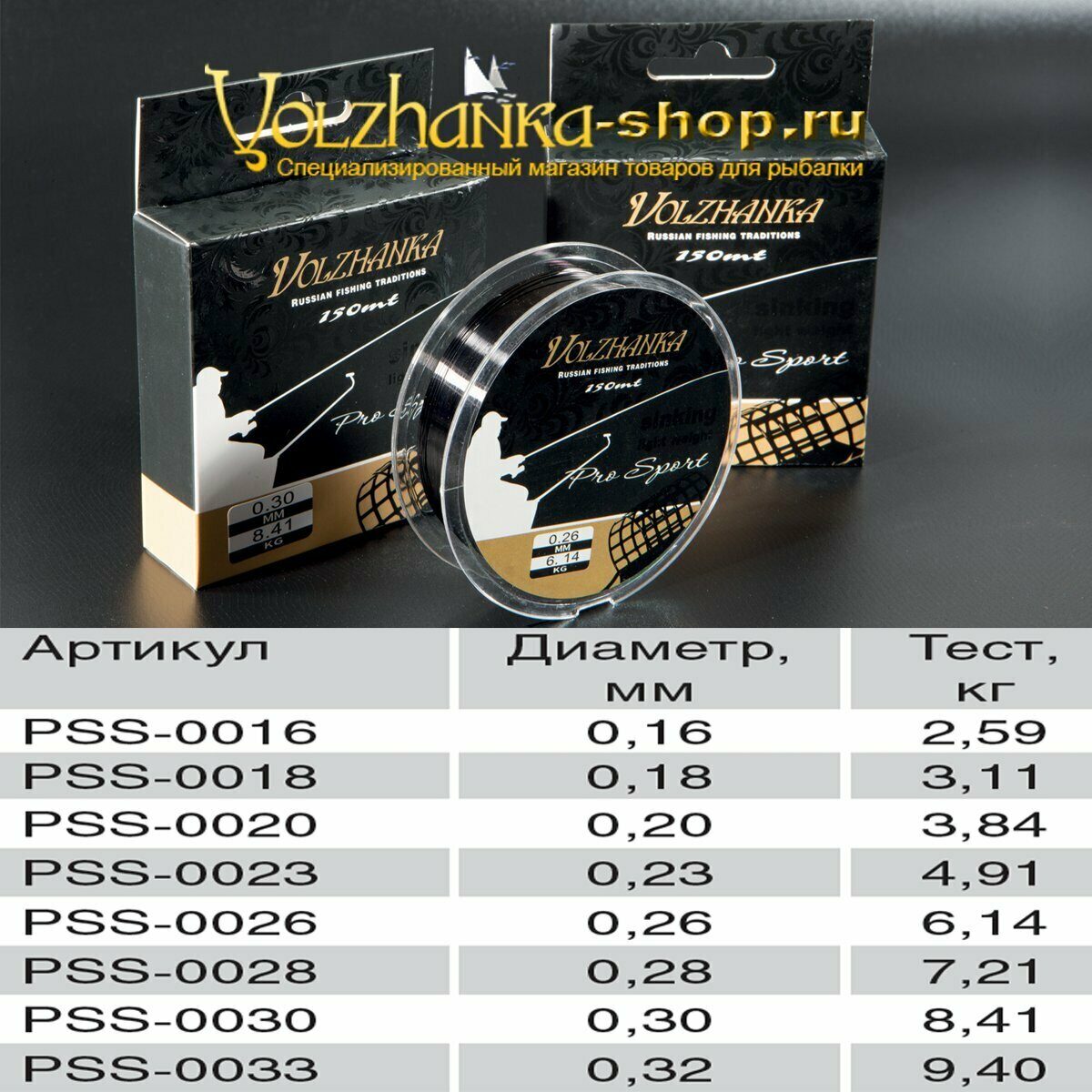 მონოფილამენტური ძაფი „Pro Sport Sinking“, 150 მ / 0.16 მმ, 2.59 კგ, ფერი: შავი